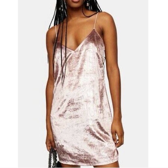 Topshop Dresses & Skirts - NWT Topshop Glam Pink Velvet Spaghetti Strap Dress